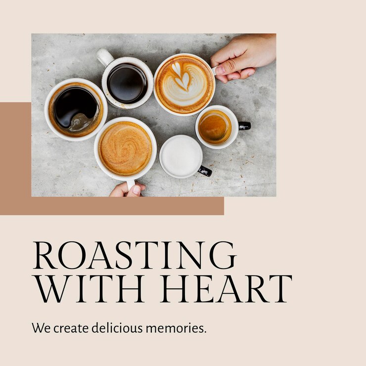 PSD gratuito modello di caffetteria psd per i social media post torrefazione con il cuore