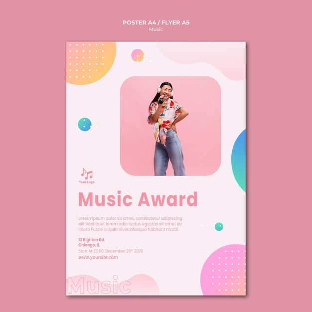 Modello di cancelleria del manifesto del premio musicale