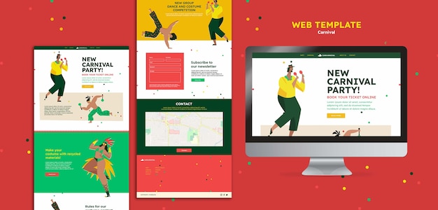 Modello di carnevale web design piatto