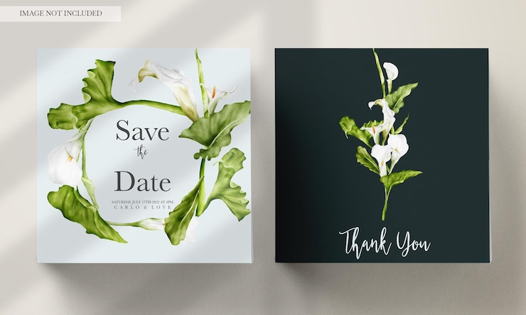 PSD gratuito modello di carta dell'invito del fiore della calla bianca dell'acquerello