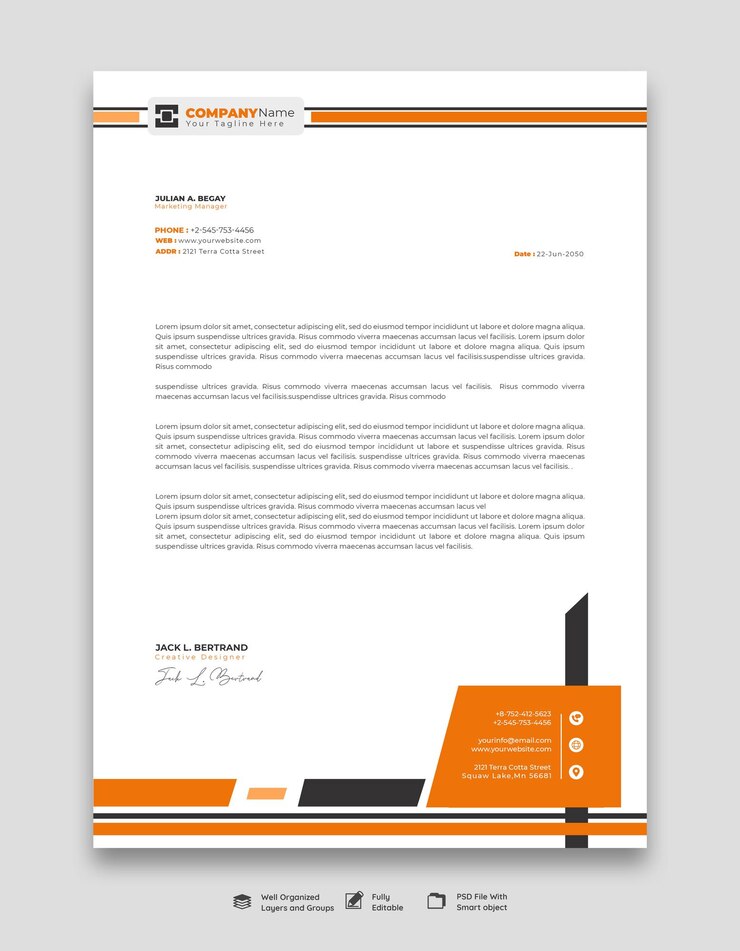 PSD gratuito modello di carta intestata per le imprese moderne e aziendali
