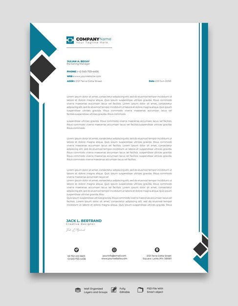 Modello di carta intestata per le imprese moderne e aziendali