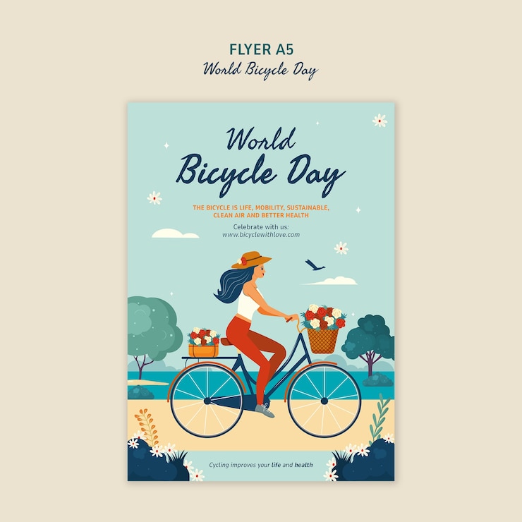 PSD gratuito modello di celebrazione della giornata mondiale della bicicletta