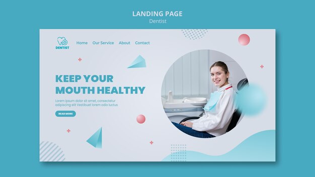 Modello di clinica dentista pagina di destinazione