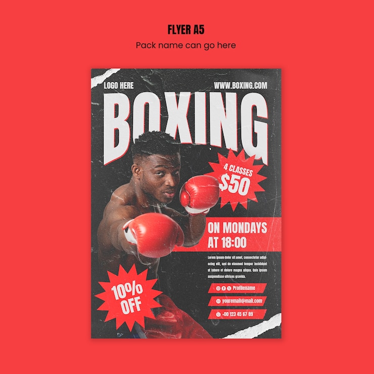 PSD gratuito modello di club di boxe