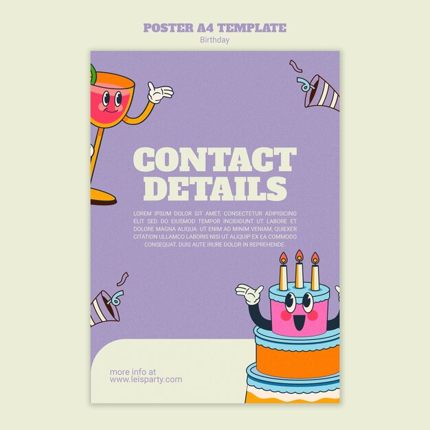 Modello di compleanno dal design piatto