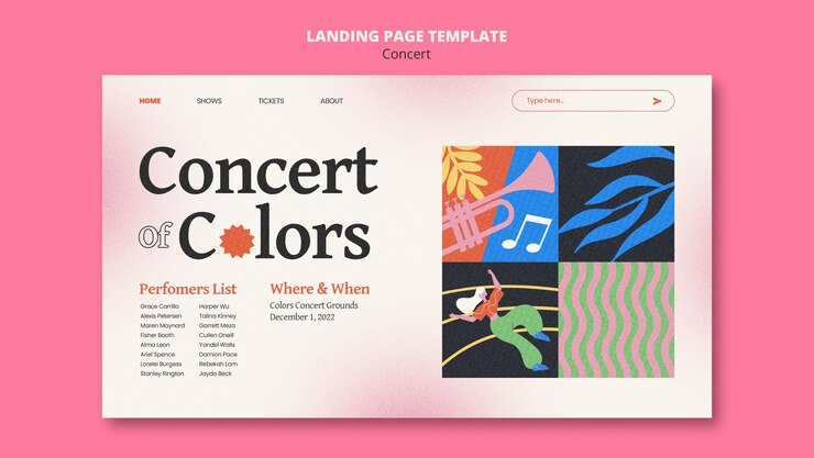 PSD gratuito modello di concerto dal design piatto