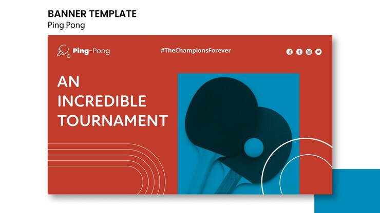 PSD gratuito modello di concetto di banner di ping pong
