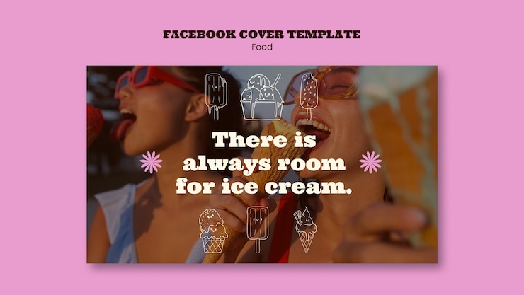 PSD gratuito modello di copertina dei social media per dessert gelato