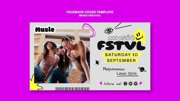 Modello di copertina dei social media per il festival musicale