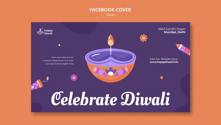 PSD gratuito modello di copertina dei social media per la celebrazione del festival di diwali