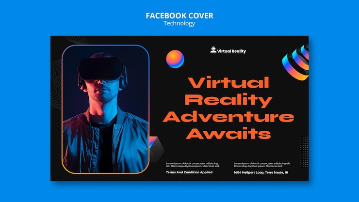 PSD gratuito modello di copertina dei social media per la tecnologia della realtà virtuale