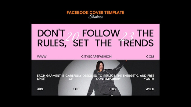Modello di copertina dei social media per lo shopping di moda streetwear