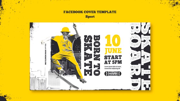 Modello di copertina di facebook del concetto di sport