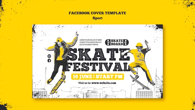 Modello di copertina di facebook del concetto di sport