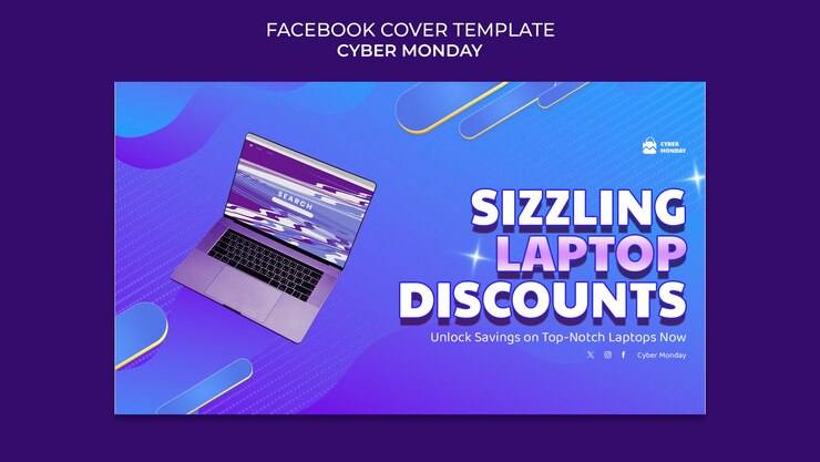 PSD gratuito modello di copertina di facebook per il cyber monday