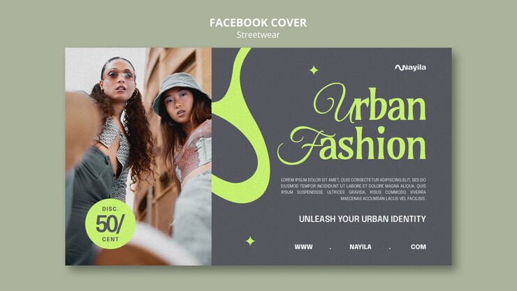 PSD gratuito modello di copertina di facebook per la collezione streetwear