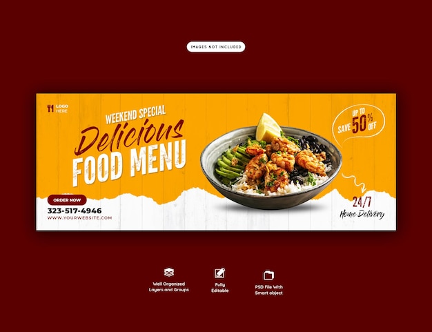 Modello di copertina di Facebook per menu di cibo e ristoranti