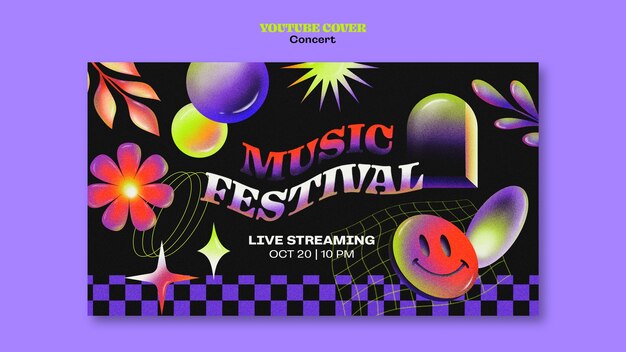 Modello di copertina di youtube del concerto di musica