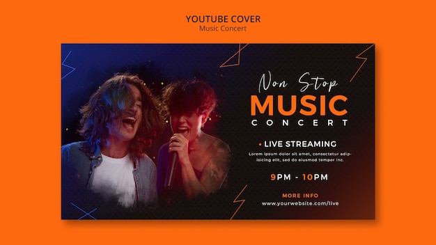 Modello di copertina di youtube del concerto di musica