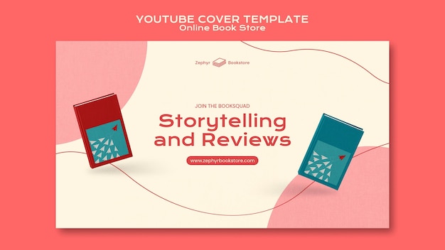 Modello di copertina di youtube del negozio di libri online
