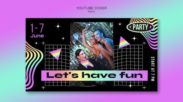 Modello di copertina di YouTube di Gradient fun party