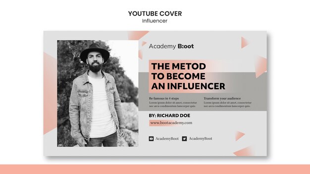 Modello di copertina di YouTube influencer sfumato