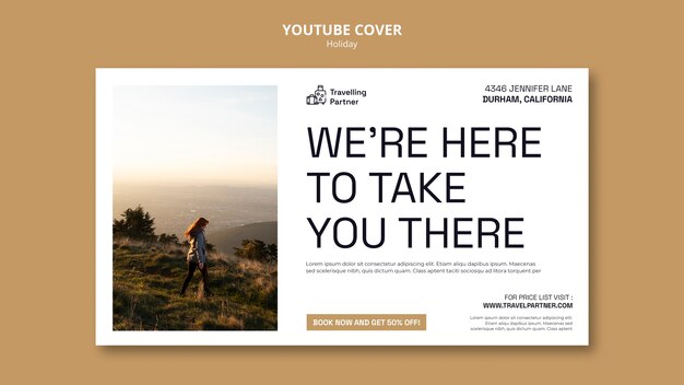 Modello di copertina di Youtube per avventure e viaggi all'aperto