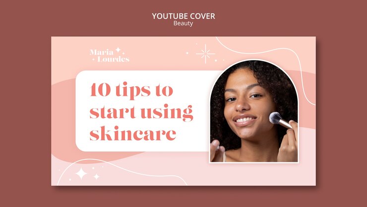 PSD gratuito modello di copertina di youtube per cosmetici per la bellezza e la cura della pelle