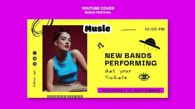 Modello di copertina di Youtube per il festival musicale