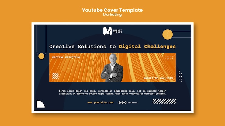 PSD gratuito modello di copertina di youtube per il marketing digitale