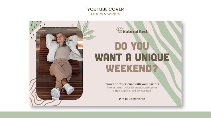 PSD gratuito modello di copertina di youtube per il tempo libero e la fauna selvatica