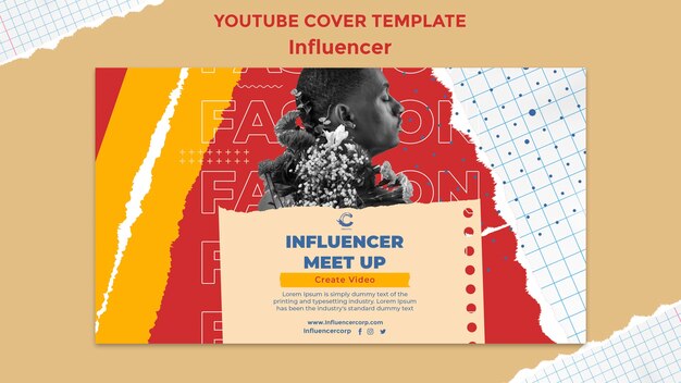 Modello di copertina di YouTube per influencer dei media e personalità