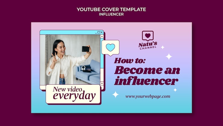 PSD gratuito modello di copertina di youtube per influencer dei social media