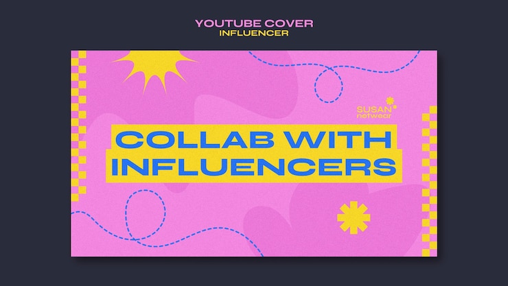PSD gratuito modello di copertina di youtube per influencer di design piatto