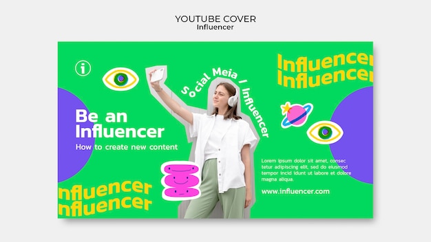 Modello di copertina di youtube per influencer disegnato a mano