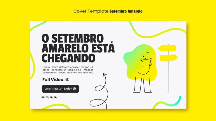 PSD gratuito modello di copertina di youtube per la campagna di sensibilizzazione sulla prevenzione del suicidio in brasile