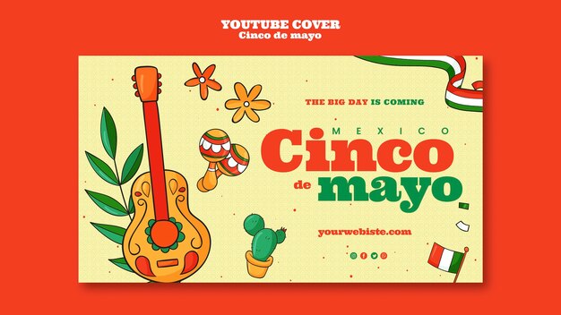 Modello di copertina di Youtube per la celebrazione del cinco de mayo