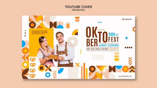 Modello di copertina di Youtube per la celebrazione del festival della birra dell'oktoberfest