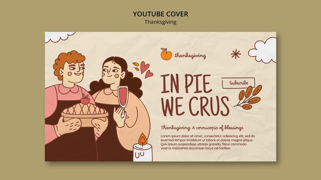 Modello di copertina di YouTube per la celebrazione del Ringraziamento