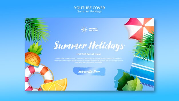Modello di copertina di YouTube per la celebrazione dell'estate