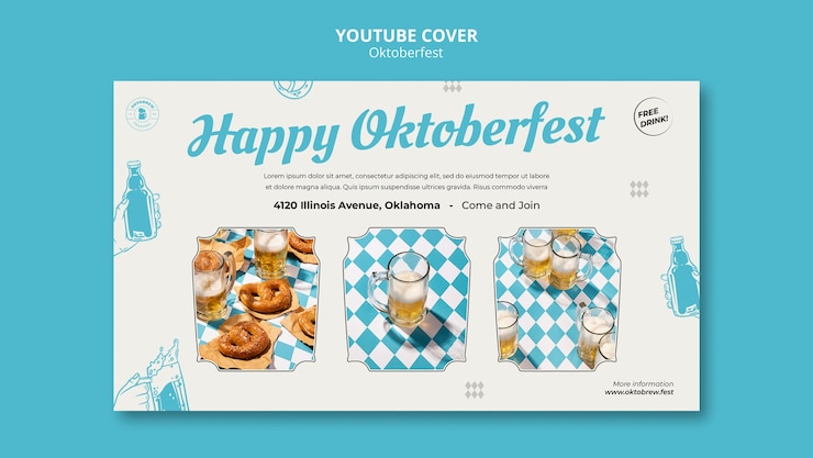 PSD gratuito modello di copertina di youtube per la celebrazione dell'oktoberfest