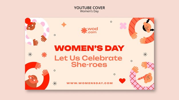 Modello di copertina di youtube per la celebrazione della festa della donna