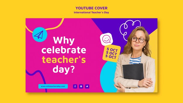 Modello di copertina di Youtube per la celebrazione della giornata degli insegnanti
