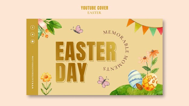 Modello di copertina di Youtube per la celebrazione della Pasqua