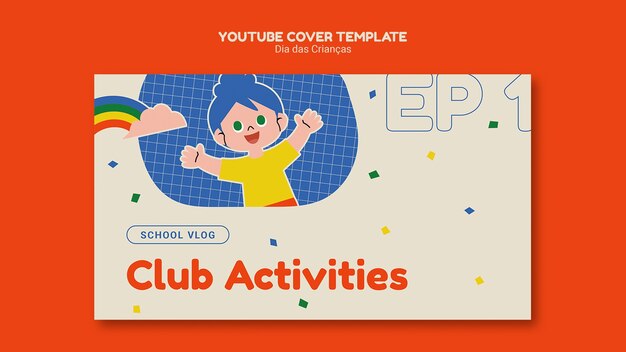 Modello di copertina di youtube per la celebrazione di Dia das criancas