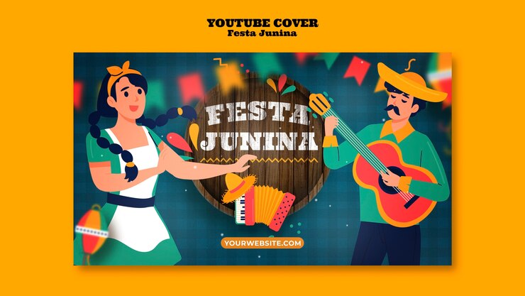 PSD gratuito modello di copertina di youtube per la celebrazione di festas juninas