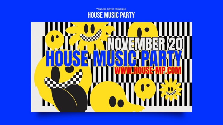 PSD gratuito modello di copertina di youtube per la festa della musica house