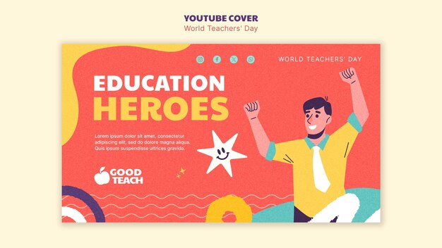 Modello di copertina di YouTube per la Giornata Mondiale degli Insegnanti