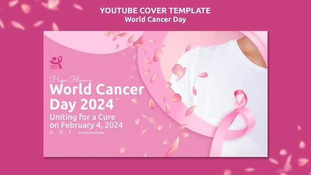 Modello di copertina di youtube per la giornata mondiale del cancro